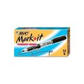 Bic Bic® Mark-It Permanent Marker, Rubber Grip, Fine Point, Black Ink, Dozen GPM11BK